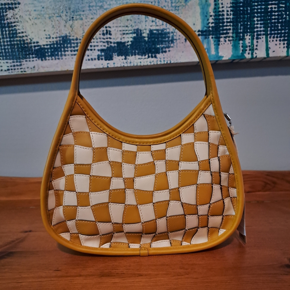 Coach Coachtopia Yellow and White Wavy Checkerboard Ergo Bag
